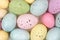 Background of colorful, speckled Easter eggs