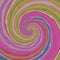 Background with colorful spiral patterns in pink, purple, green and blue, irregular left-handed light embossed swirl