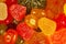 Background of colorful sweetmeats and jelly closeup