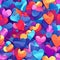 Background composed of a variety of small hearts painted in different colors, giving off a playful and childlike vibe.