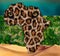 Background of the continent of Africa, with leopard skin