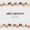 Background with creepy pumpkins. Halloween greeting card. Vector