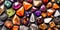 Background of crystals and gemstones