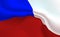 Background Czech Republic Flag in folds. Tricolour banner. Pennant with stripes concept up close, standard CR. Central Europe