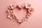 background day flower pink heart valentine rose wedding art love card. Generative AI.