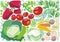 background with decorative fresh vegetables