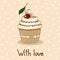Background with delicious cupcake