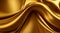 Background design with a dark gold background, golden fabric wave, and silky yellow drapery.