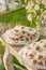 Background from desserts prepared for guests of a Wedding party or birthday Strawberry in white Milk Chocolate next to