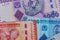 Background of different tanzanian shillings banknotes