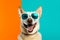 background dog sunglasses portrait  pet funny purebred smile cute animal. Generative AI.
