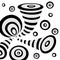 Background with doodle abstract deformation circles in black on white