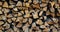 Background of dry chopped firewood logs in a pile