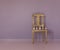 Background empty posh golden antique chair in a empty room with purple wall and pink floor