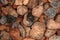 Background of expanded clay pebbles close-up