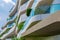 Background with facade detail of futuristic residential building