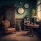 A background featuring an interior design style from a previous era. AI