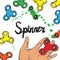 Background with fidget spinner text hand lettering calligraphy