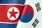 Background of the flags of the north korea and south korea. concept of interaction or counteraction between the two