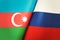 Background of the flags of the russian federation, azerbaijan,. The concept of interaction or counteraction between two countries