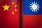 Background of the flags of taiwan and china. The concept of interaction or counteraction between the two countries. International