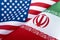 Background of the flags of the USA and iran. The concept of interaction or counteraction between two countries