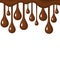 Background of flowing dark chocolate. Splash of melt brown sweet liquid. Melted chocolate drips and flowing.