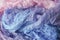Background folds of sparse margilan  pink-lilac-blue color hand-colored silk