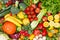 Background food fruits and vegetables collection fruit vegetable healthy eating diet apples oranges tomatoes
