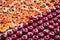 Background of fresh mellow cherries and apricots prepared for cooking