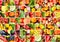 Background fruits and vegetables separated vertical and horizontal lines