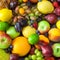 Background of Fruits with water drops - fresh and organic