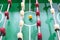 Background of the game of table football, close-up from above
