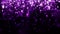 Background with glitter falling purple particles and bokeh. Holiday design. Falling shiny particle with magic light. Seamless loop