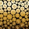 Background with golden bitcoins - gold vector gradient