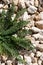 Background gravel natural rock green herb closeup