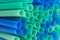 Background of Green and Blue Pastic Straws