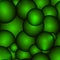 Background from green molecules and balls. For decoration of festive and scientific items
