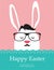 Background and greeting card with hipster Easter rabbit