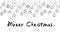 Background with Hanging simple outline xmas tree balls and lettering Merry Christmas, isolated, hand drawn. Vector holiday title,