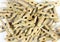 background of heap of wooden clothespins, selective focus      .