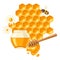 Background with honey items. Image for food and agricultural industry.