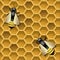 Background with honeycombs and bees.