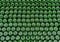 Background of hundreds of green glass bottles upside down