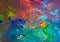 Background image of a bright acrylic paint palette close-up. Sleep. Background. Texture.