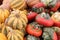 Background image of bright and colorful Fall pumpkins, squash and gourds help usher in the season