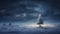 background image of a christmas tree in a lonely winter night