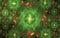 Background image cosmic fractal pattern of green and orange in the form of nebulae and stars