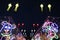 The background image of lanterns decorating the lights in the Yi Peng Lan Chao Mae Chamthewi Festival, Lamphun Province.