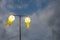 The background image of lanterns decorating the lights in the Yi Peng Lan Chao Mae Chamthewi Festival, Lamphun Province.